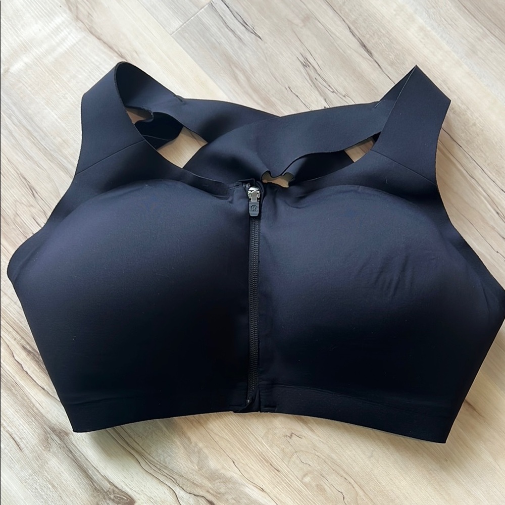 Black Zip-Front Lulu Sports Bra